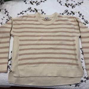 Madewell Cream Pink Striped Sweater Size Medium